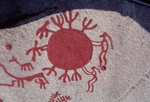 Figure e animali intorno a un sole